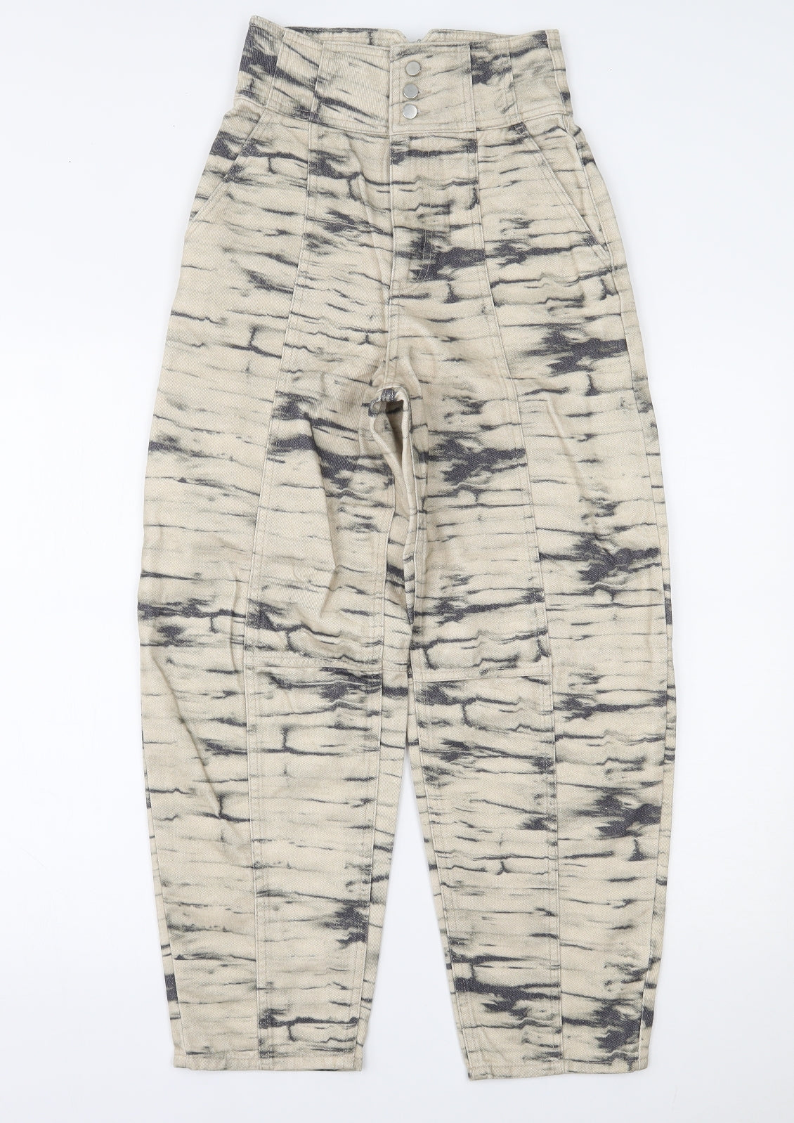 Womens UK Size 4 H&M Regular Fit Tapered Beige Jeans