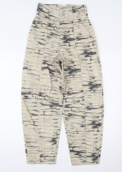Womens UK Size 4 H&M Regular Fit Tapered Beige Jeans