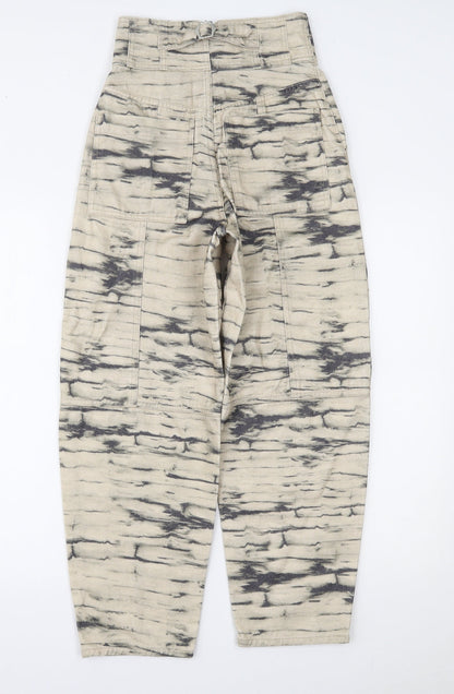 Womens UK Size 4 H&M Regular Fit Tapered Beige Jeans