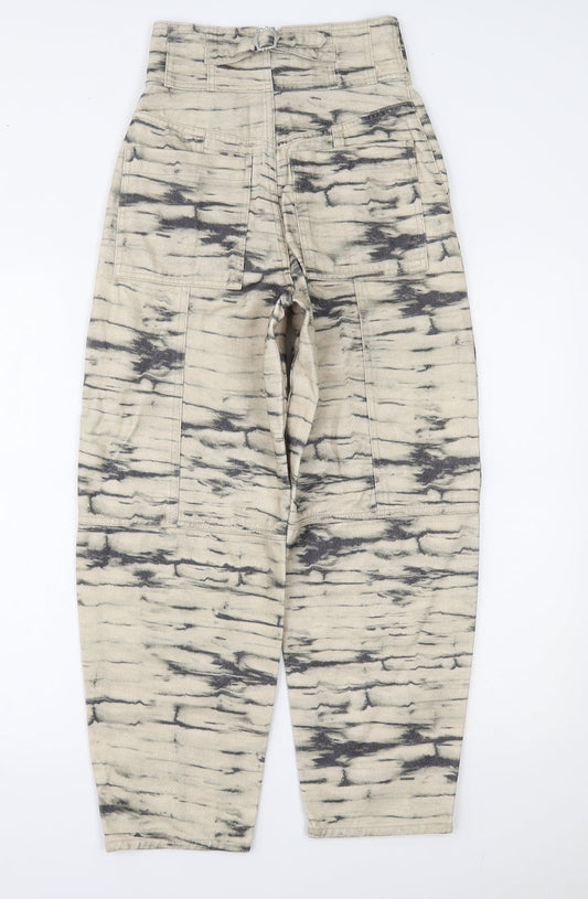 Womens UK Size 4 H&M Regular Fit Tapered Beige Jeans
