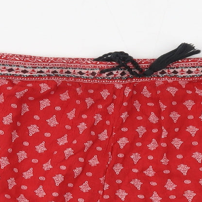 New Look Womens Red Fair Isle  Paperbag Shorts Size 12