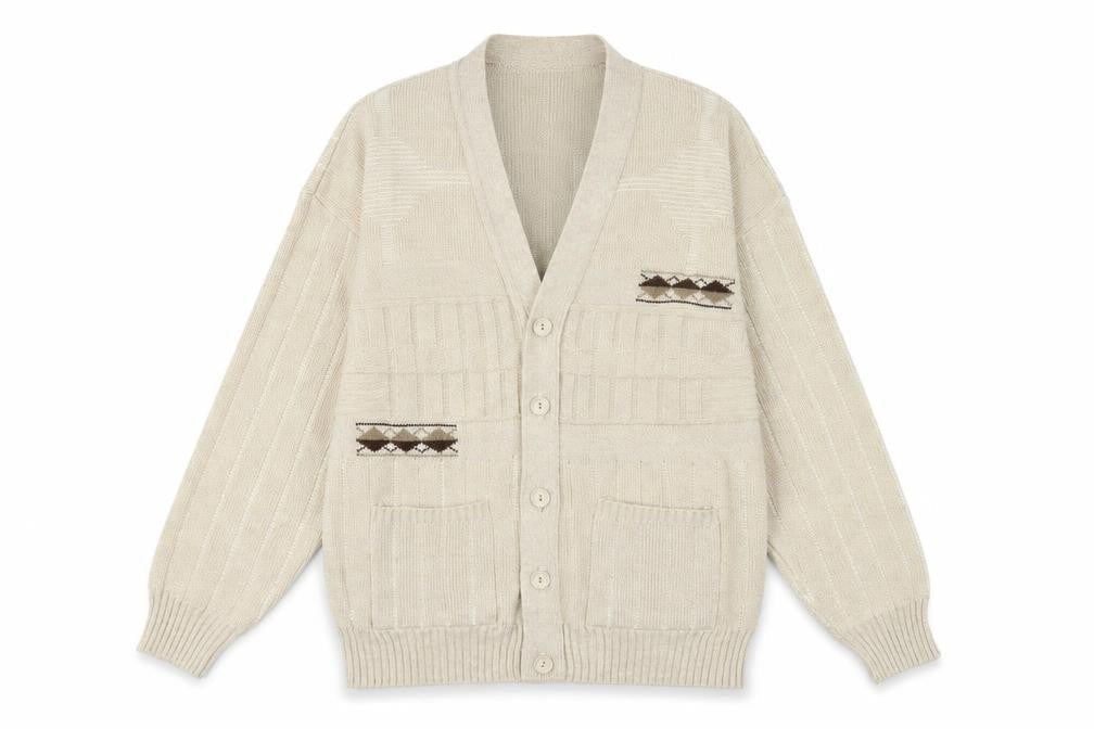 Front view of bannockburn women’s ivory cardigan jumper, size M