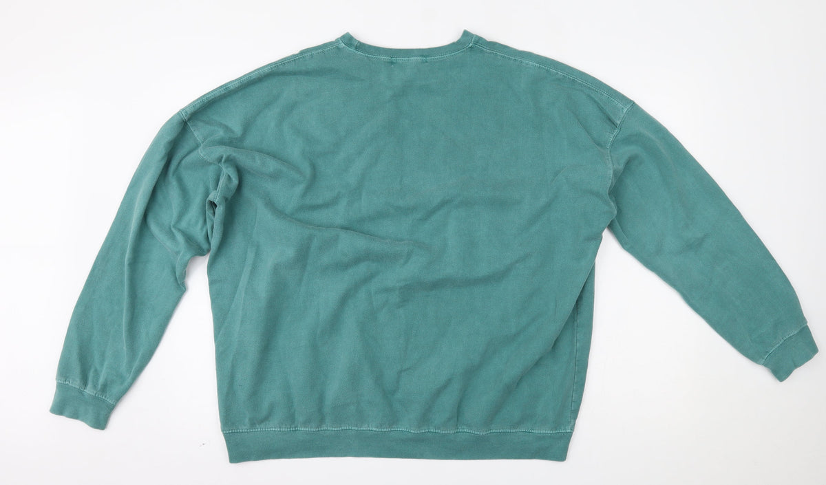 Back view of Missguided women’s green pullover sweatshirt, size UK 10