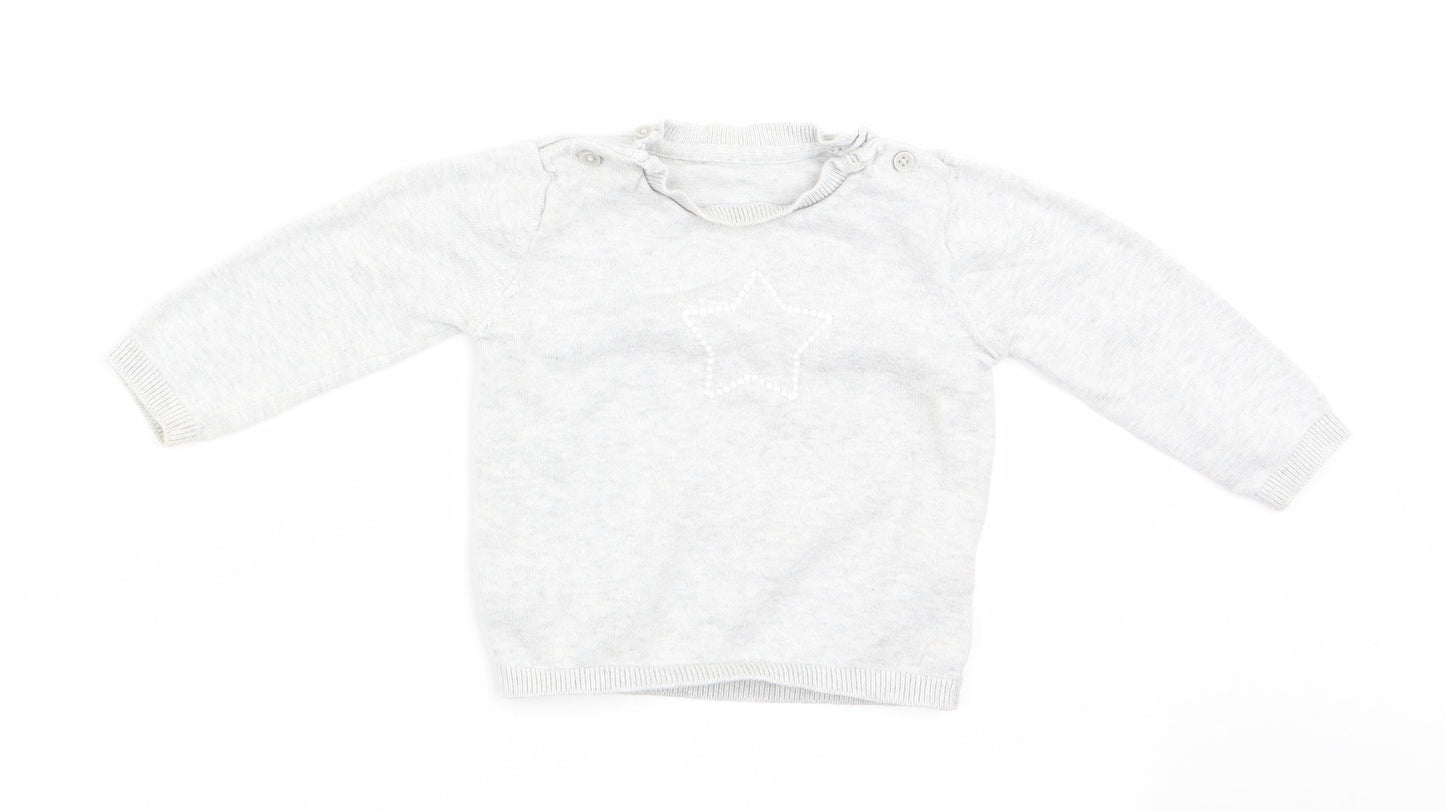Marks and Spencer Baby Grey   Pullover Jumper Size 9-12 Months  - Start Logo