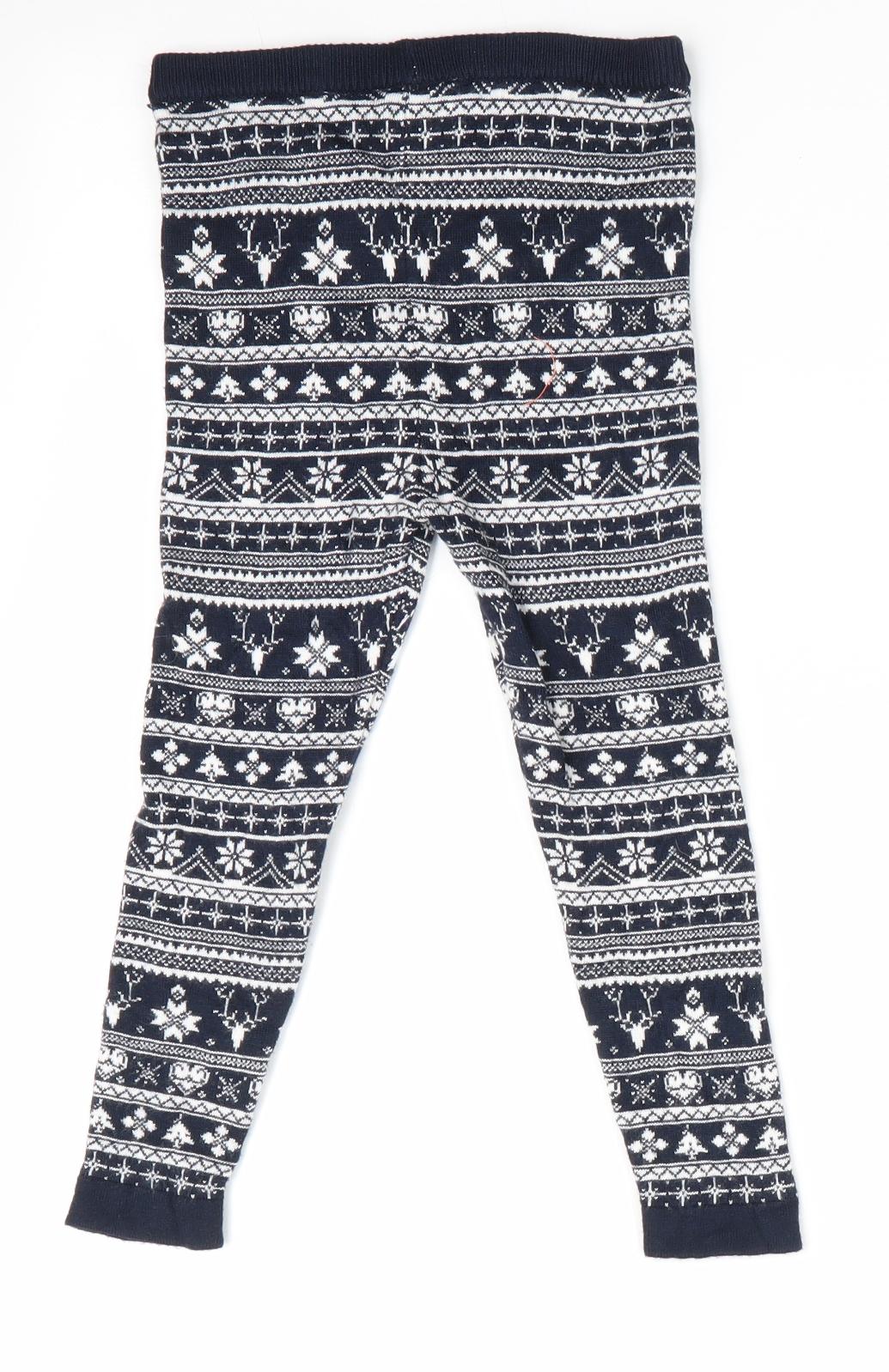 Lupilu Girls Blue Striped  Jogger Leggings Size 12-18 Months  - Christmas Print Knitted
