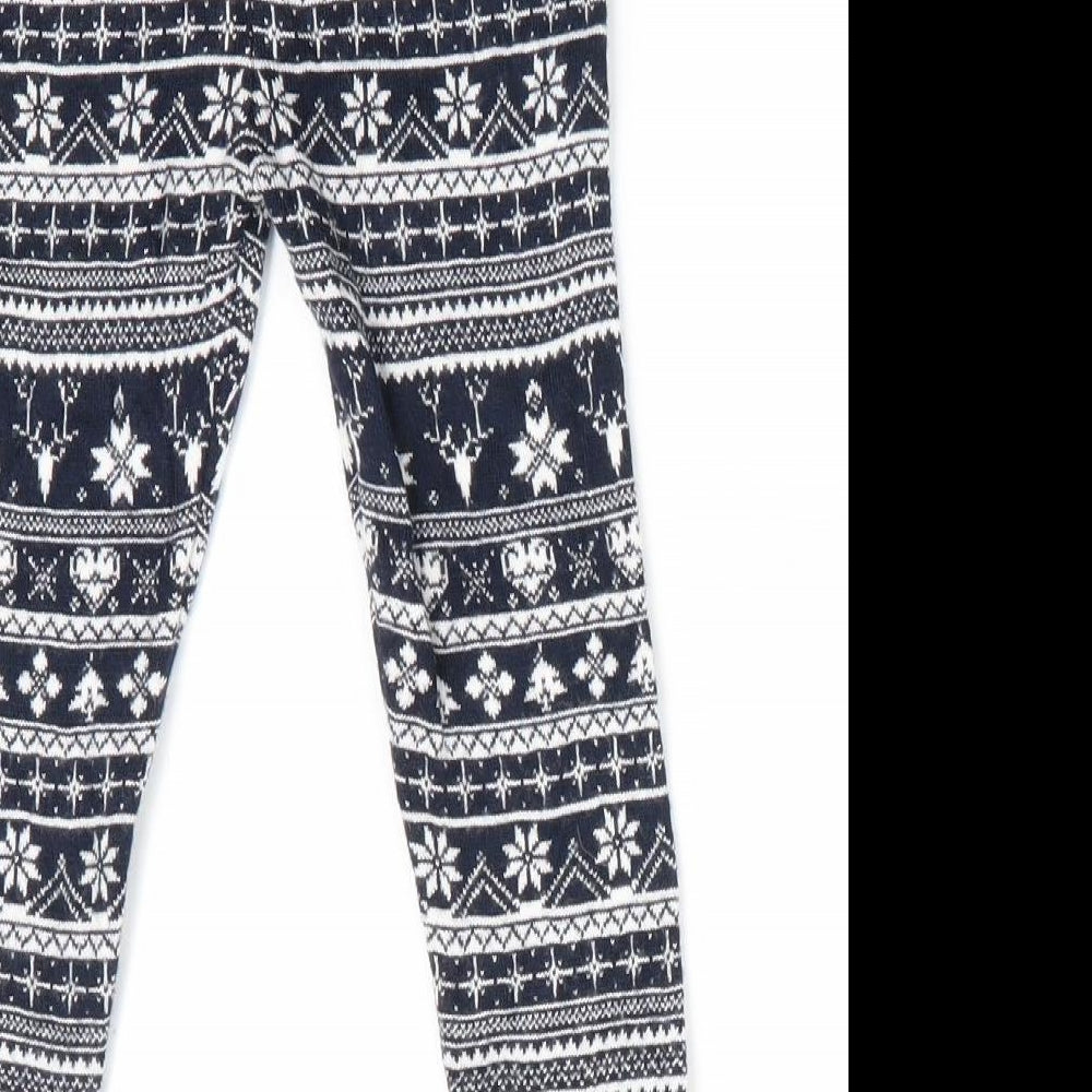 Lupilu Girls Blue Striped  Jogger Leggings Size 12-18 Months  - Christmas Print Knitted