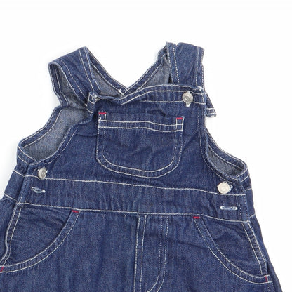 Natterjack Girls Blue Check  Pinafore/Dungaree Dress  Size 6-9 Months  - Check & lace trim