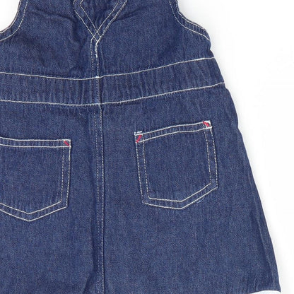 Natterjack Girls Blue Check  Pinafore/Dungaree Dress  Size 6-9 Months  - Check & lace trim