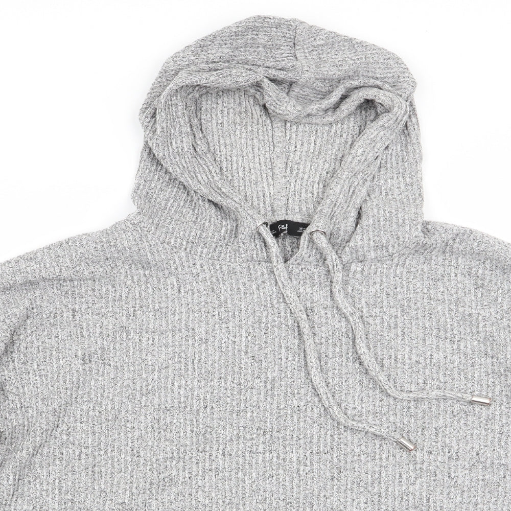 Close-up detail of F&F women’s grey pullover hoodie, size M