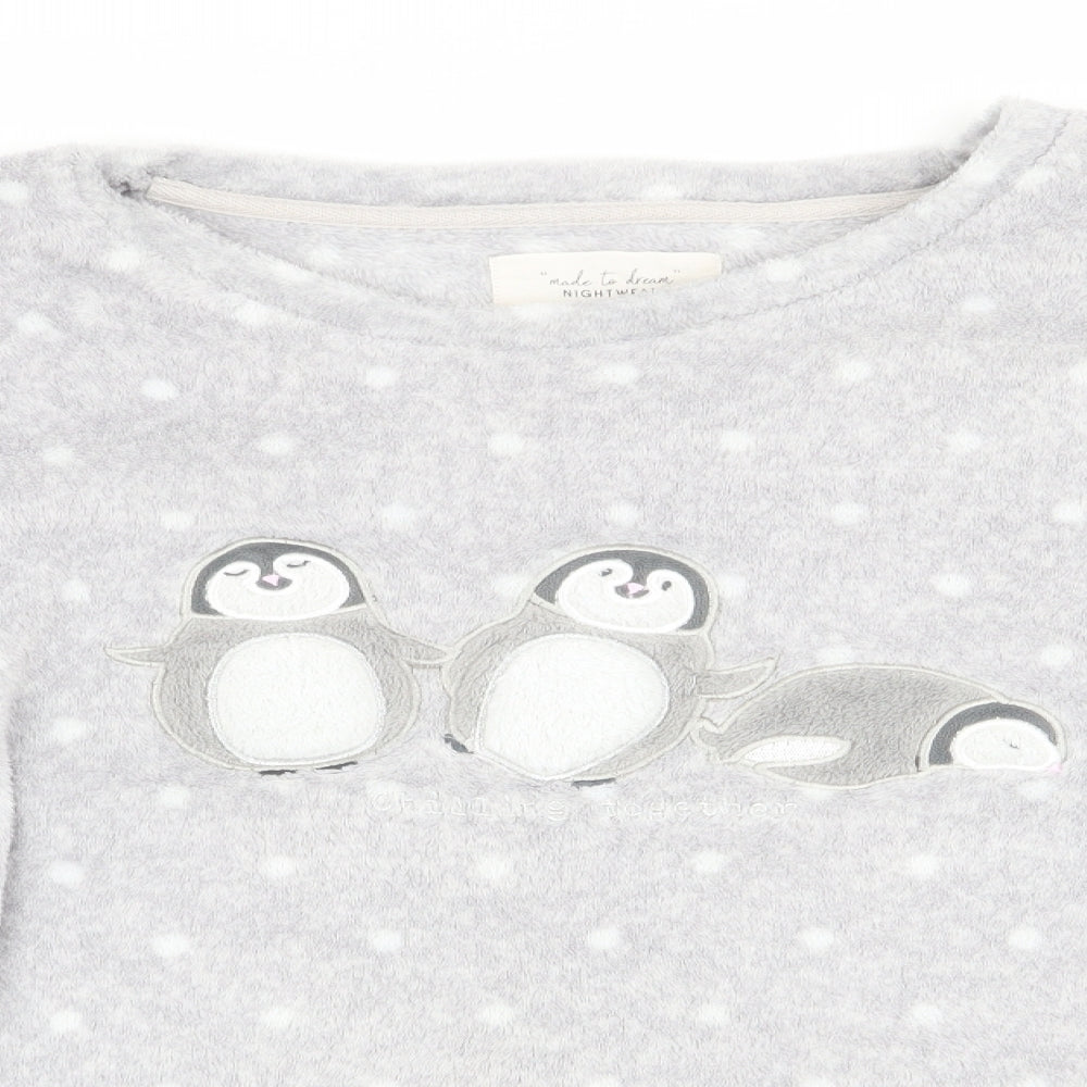 Made to Dream Womens Grey Polka Dot   Pyjama Top Size M  - Penguin Logo