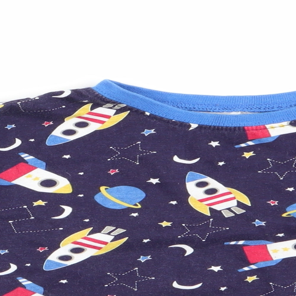 B&M Boys Blue Solid   Pyjama Top Size 3-4 Years  - Spaceships