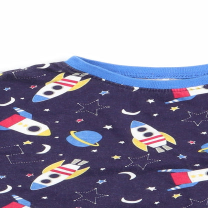 B&M Boys Blue Solid   Pyjama Top Size 3-4 Years  - Spaceships