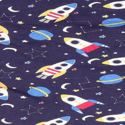 B&M Boys Blue Solid   Pyjama Top Size 3-4 Years  - Spaceships