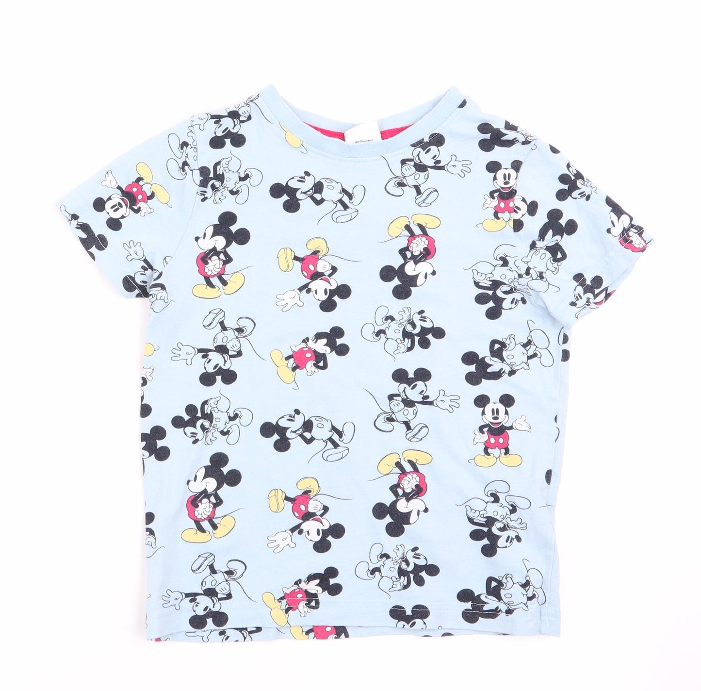 Disney Boys Blue Animal Print  Basic T-Shirt Size 4-5 Years  - Mickey  Mouse Print
