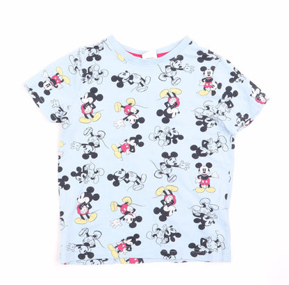 Disney Boys Blue Animal Print  Basic T-Shirt Size 4-5 Years  - Mickey  Mouse Print