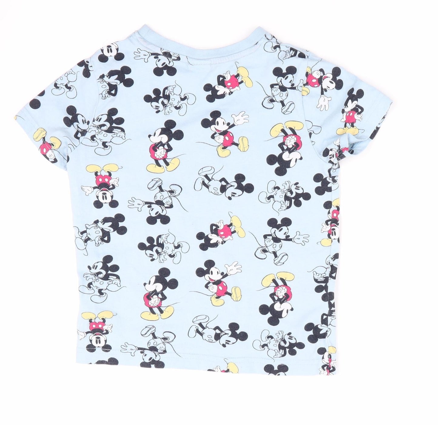 Disney Boys Blue Animal Print  Basic T-Shirt Size 4-5 Years  - Mickey  Mouse Print