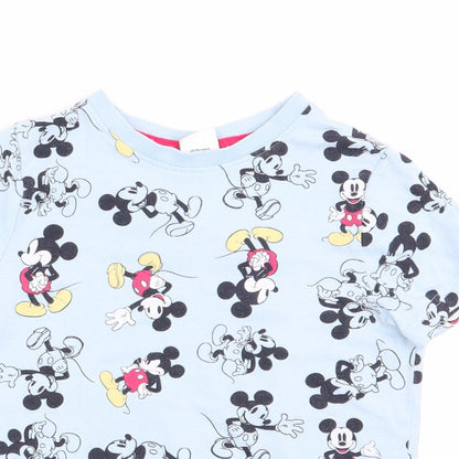 Disney Boys Blue Animal Print  Basic T-Shirt Size 4-5 Years  - Mickey  Mouse Print