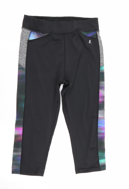 Workout Womens Black Colourblock  Cropped Leggings Size 10 L17 in