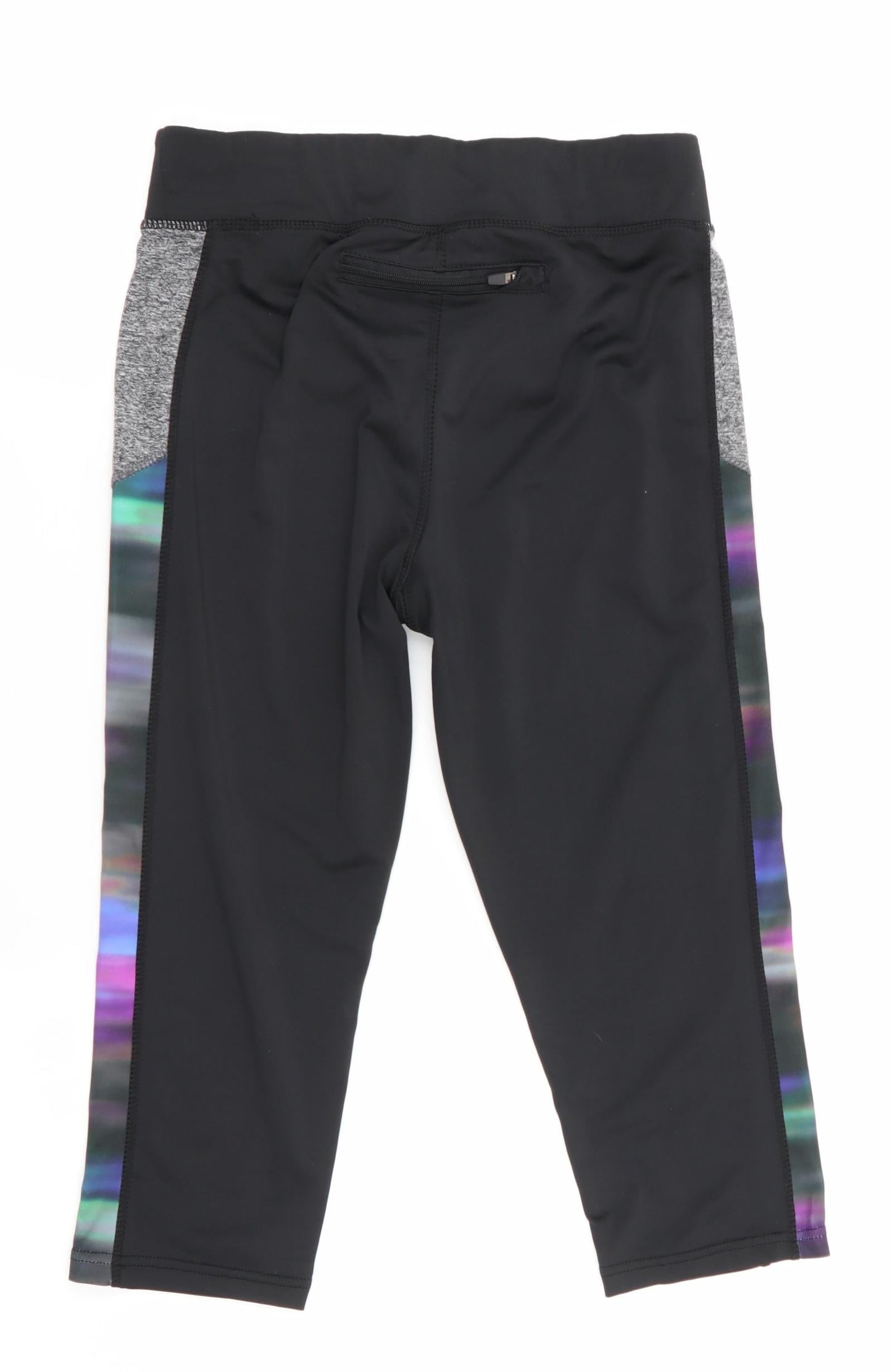 Workout Womens Black Colourblock  Cropped Leggings Size 10 L17 in