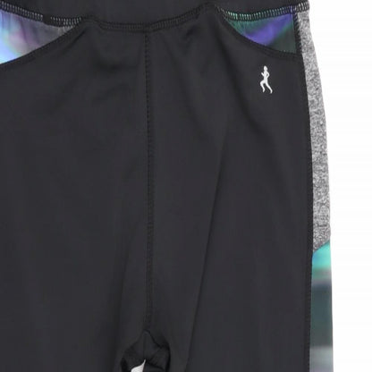 Workout Womens Black Colourblock  Cropped Leggings Size 10 L17 in