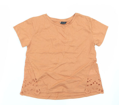 Kylie Girls Orange   Basic T-Shirt Size 9-10 Years  - Lace insert to sides