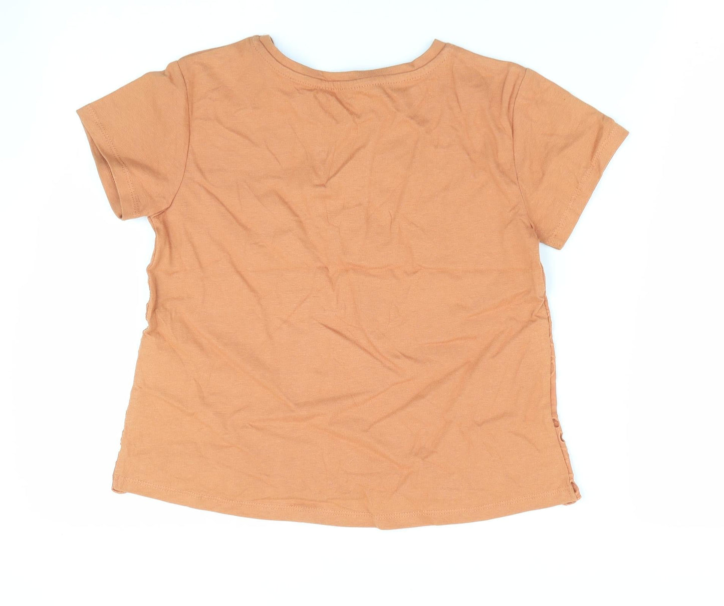 Kylie Girls Orange   Basic T-Shirt Size 9-10 Years  - Lace insert to sides