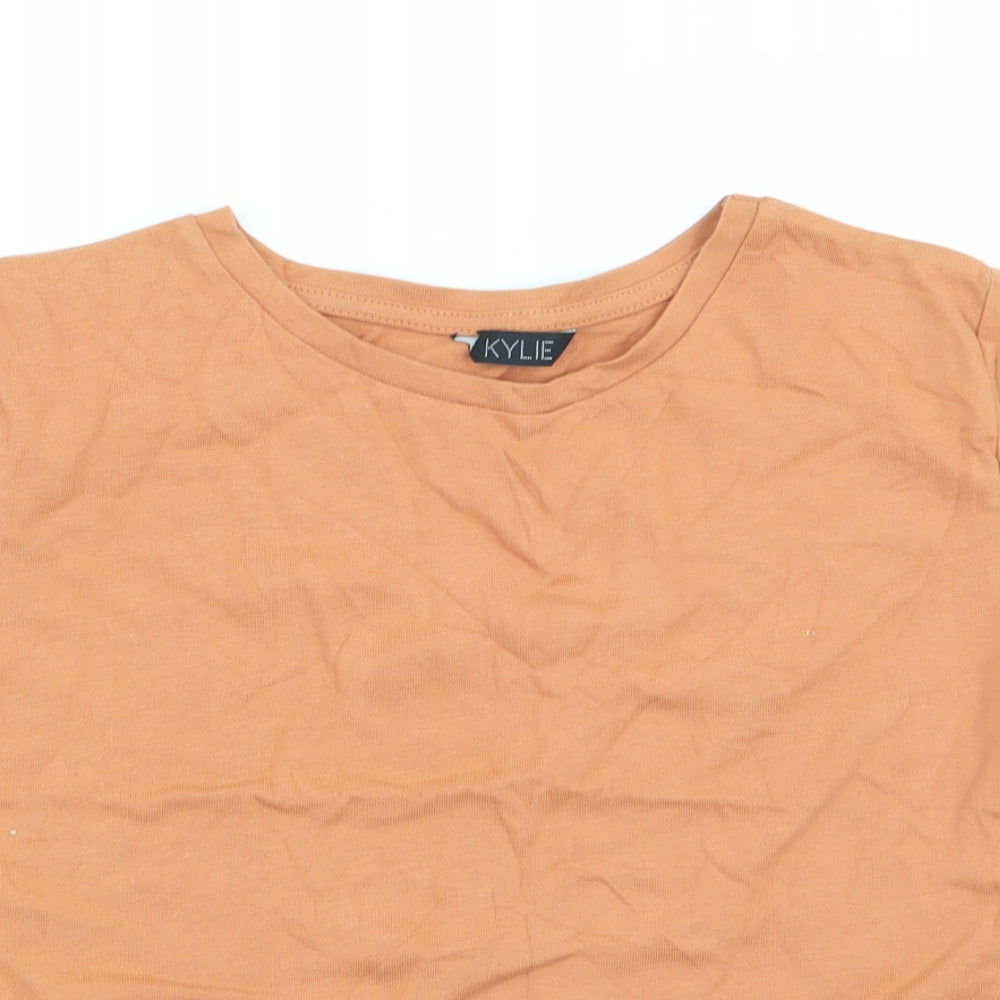 Kylie Girls Orange   Basic T-Shirt Size 9-10 Years  - Lace insert to sides
