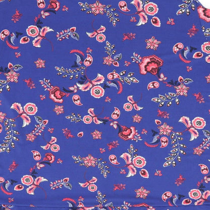 George Womens Blue Floral  Tunic Blouse Size 12  - Cut out shoulders