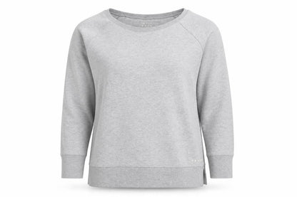 Front view of Souluxe women’s grey pullover sweatshirt, size L