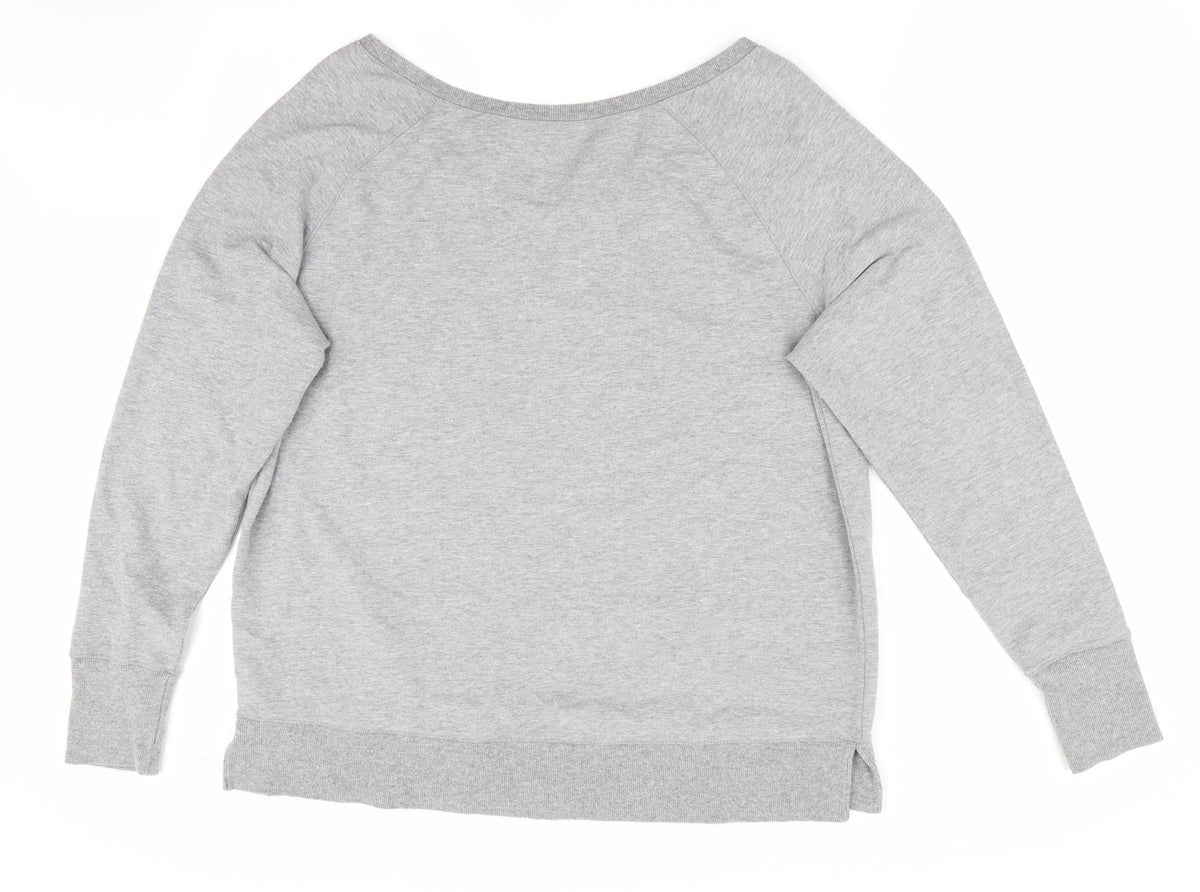 Back view of Souluxe women’s grey pullover sweatshirt, size L