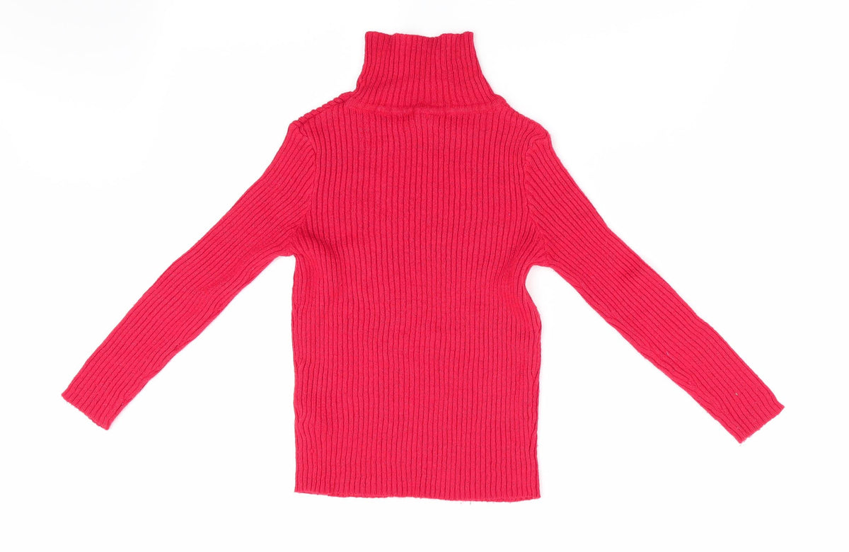 Back view of Tu girls’ red jumper, size 6, years - subtle glitter effect