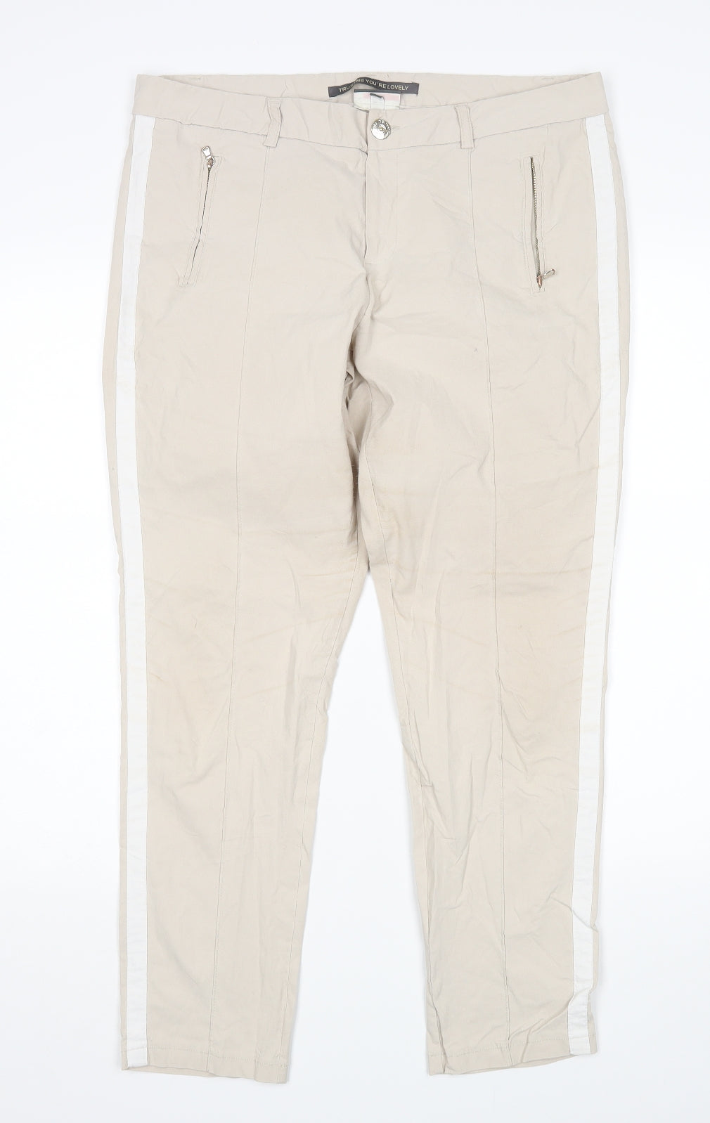 Womens UK Size 14 Street One Regular Fit Chino Beige Trousers