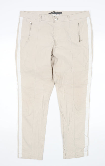 Womens UK Size 14 Street One Regular Fit Chino Beige Trousers