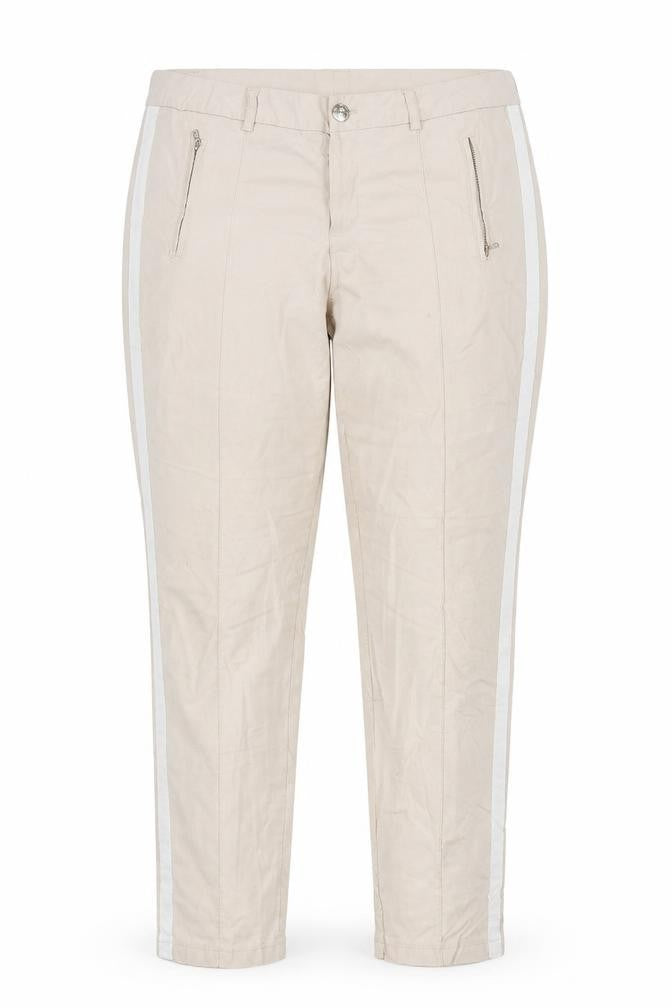 Front view of Street One women’s beige chino trousers, size UK 14, 27-inch leg