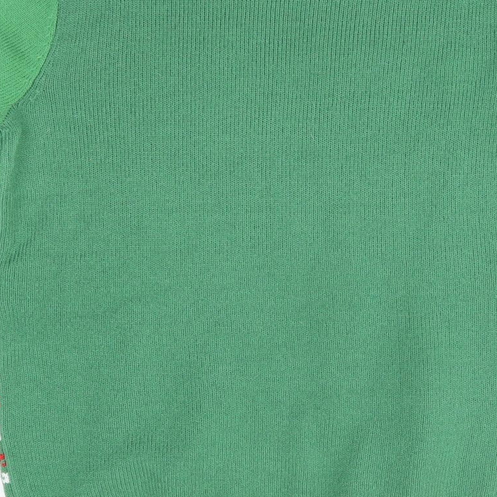 Brand and care label for norther pole women’s green jumper, size S, - christmas