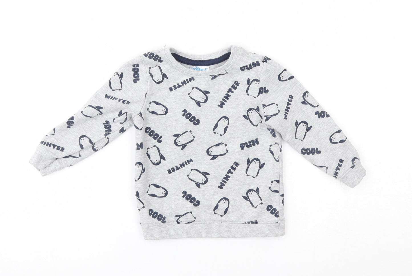 so cute Baby Grey   Pullover Jumper Size 12-18 Months  - penguins