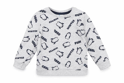 Front view of so cute Baby Grey jumper, size 12-18, Months - penguins