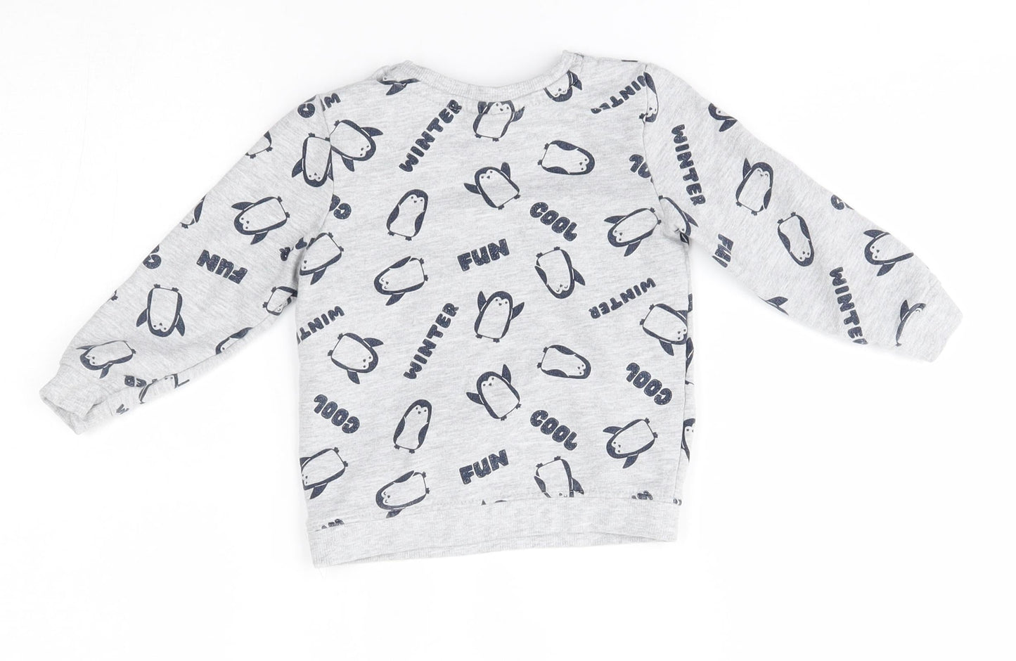 so cute Baby Grey   Pullover Jumper Size 12-18 Months  - penguins