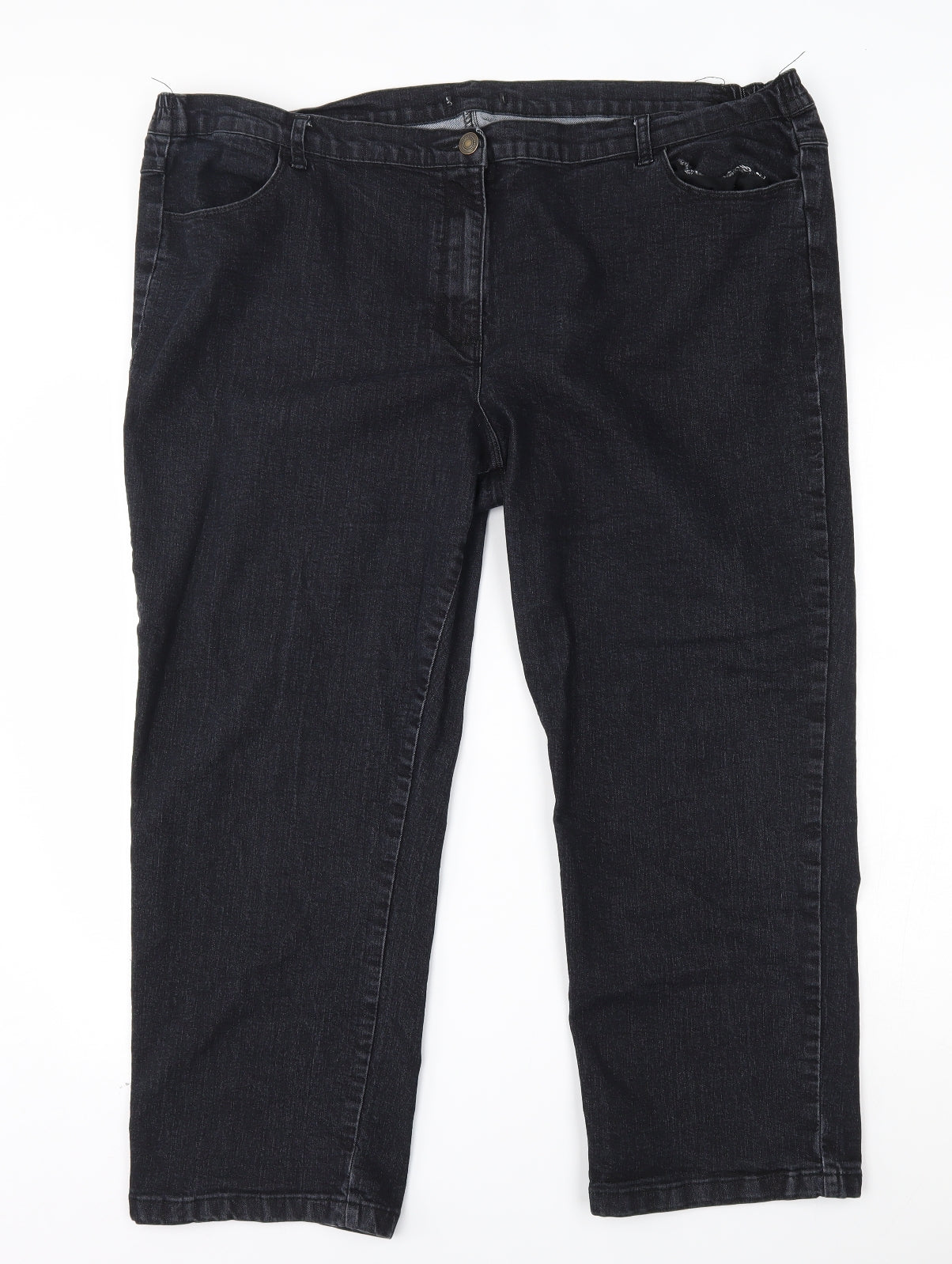 Womens UK Size 44 in Preworn Regular Fit Capri Black Jeans