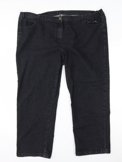 Womens UK Size 44 in Preworn Regular Fit Capri Black Jeans