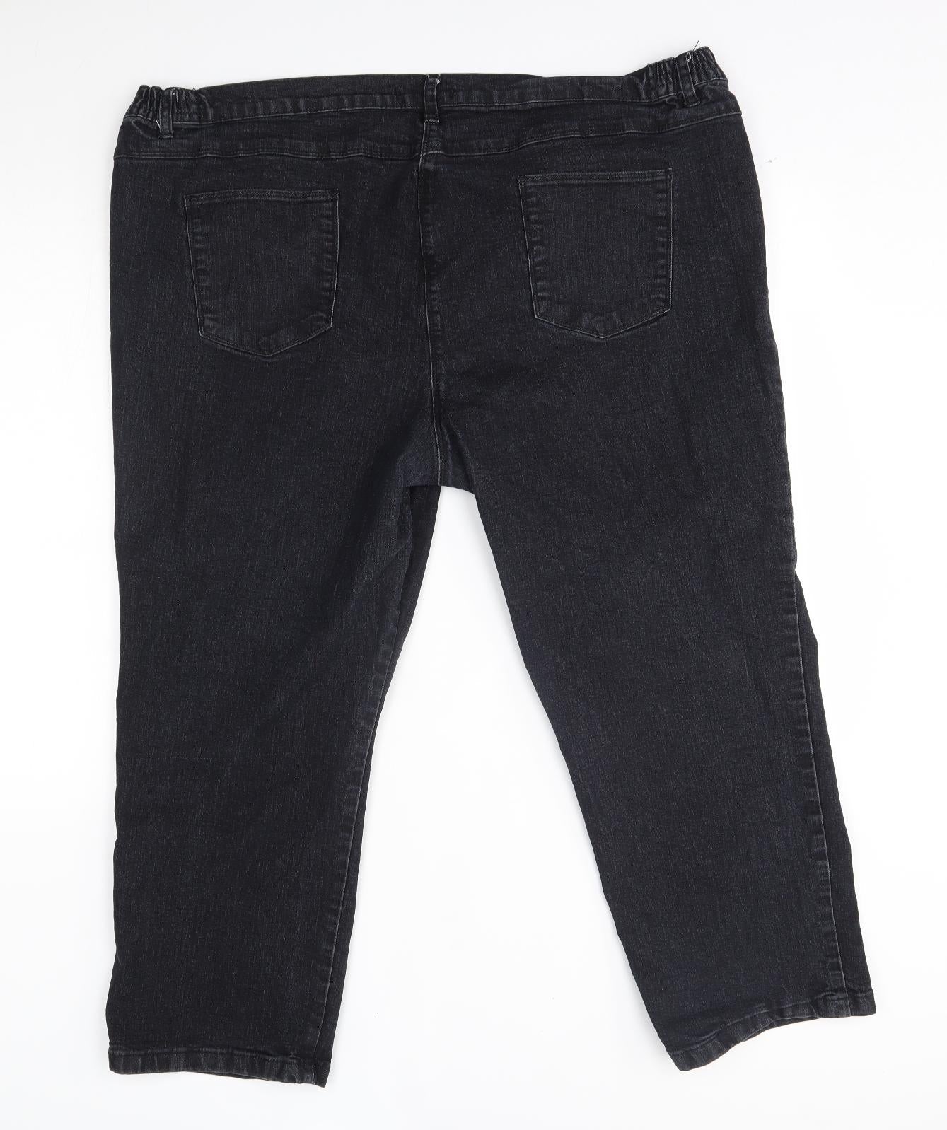Womens UK Size 44 in Preworn Regular Fit Capri Black Jeans