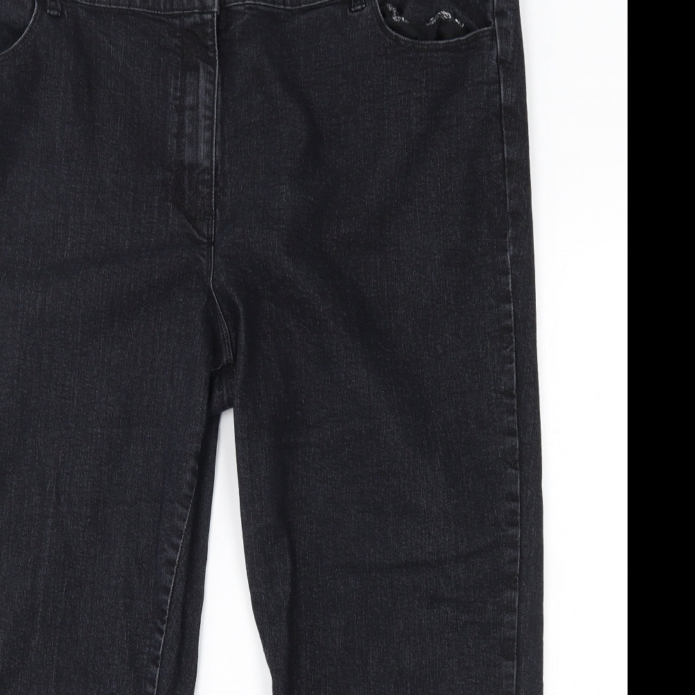Womens UK Size 44 in Preworn Regular Fit Capri Black Jeans
