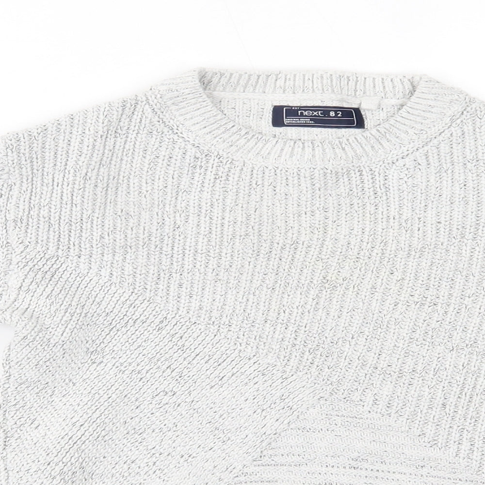 Close-up detail of Next girls’ grey jumper, size 8, years