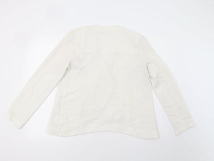 Back view of Elodie women’s white jacket blazer, size L