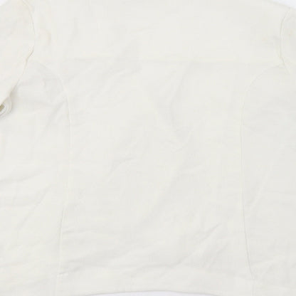Brand and care label for Elodie women’s white jacket blazer, size L