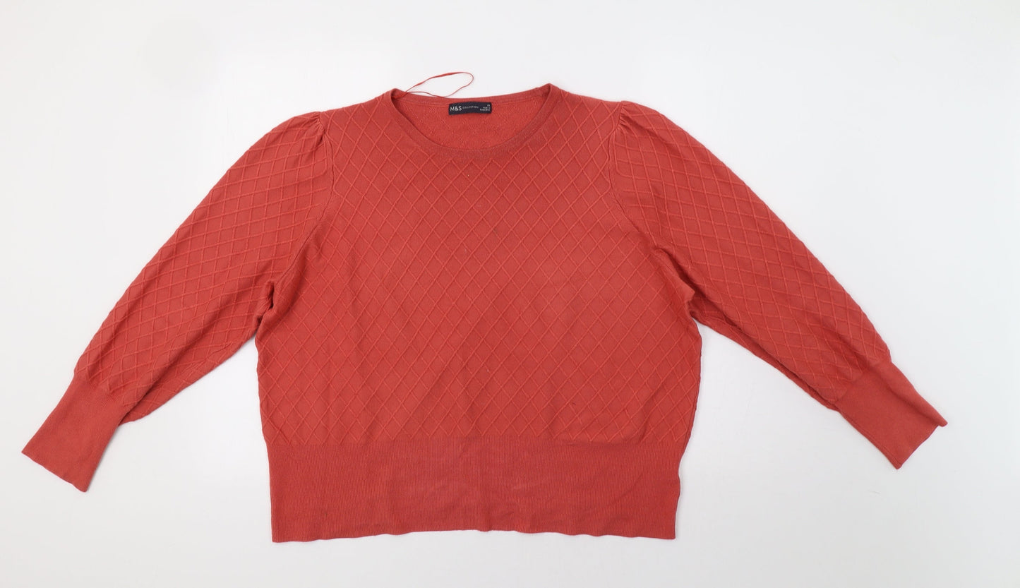 Womens UK Size 20 M&S Red Pullover Jumper