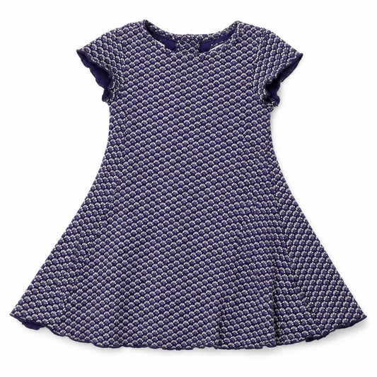 M&S Girls Blue Geometric  Fit & Flare  Size 3-4 Years