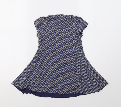 M&S Girls Blue Geometric  Fit & Flare  Size 3-4 Years