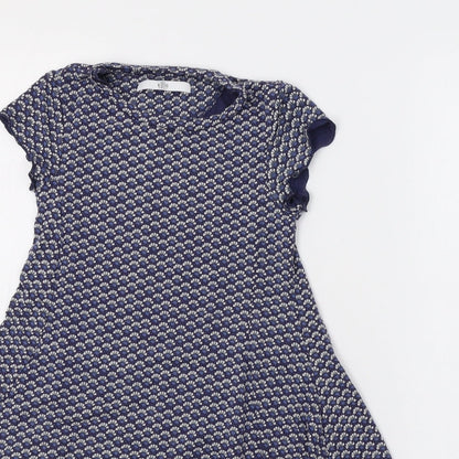 M&S Girls Blue Geometric  Fit & Flare  Size 3-4 Years