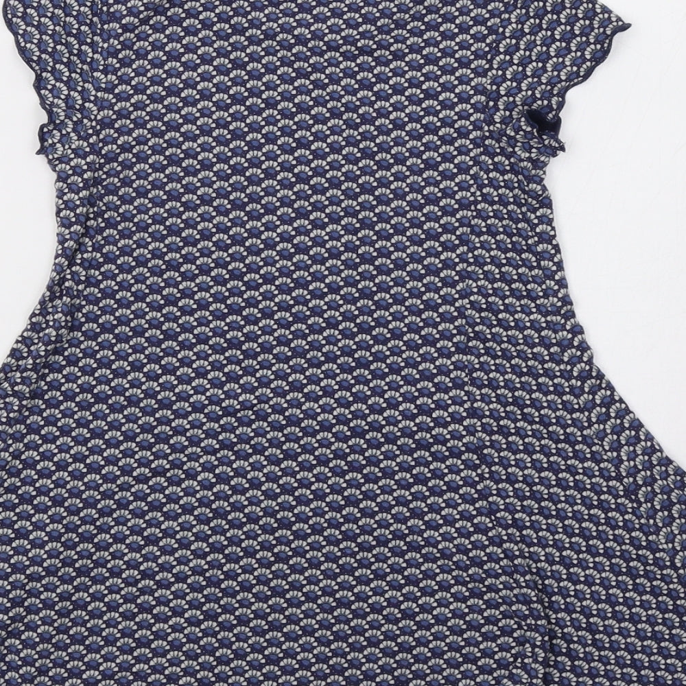 M&S Girls Blue Geometric  Fit & Flare  Size 3-4 Years